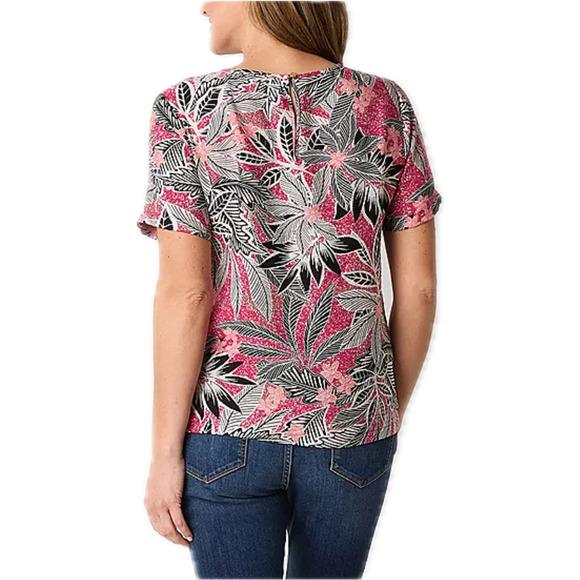 Liz Claiborne Tropical Hawaiian Blouse 3X Vacation Slimming Lightweight - Picture 2 of 9